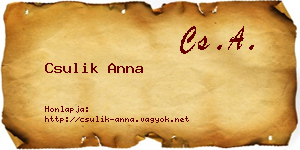 Csulik Anna névjegykártya